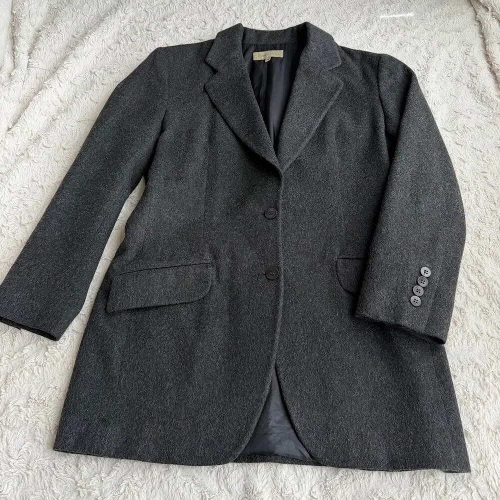 Calvin Klein wool blend blazer jacket vintage 90s charcoal grey‎ single breasted - Picture 7 of 16